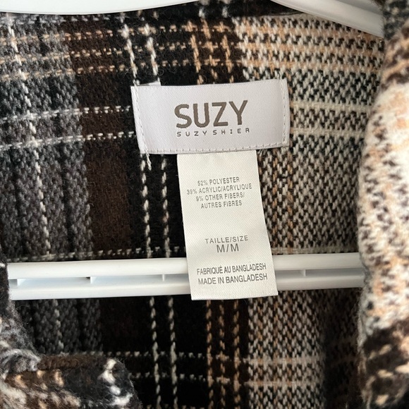 SUZY fall jacket - brown plaid Size Medium - Picture 2 of 3